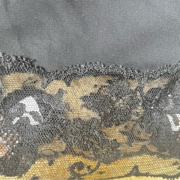 Vintage 60s Black Full Slip Dress Small Nylon USA Lace Edge & Front Hearts‎ - Picture 5 of 8